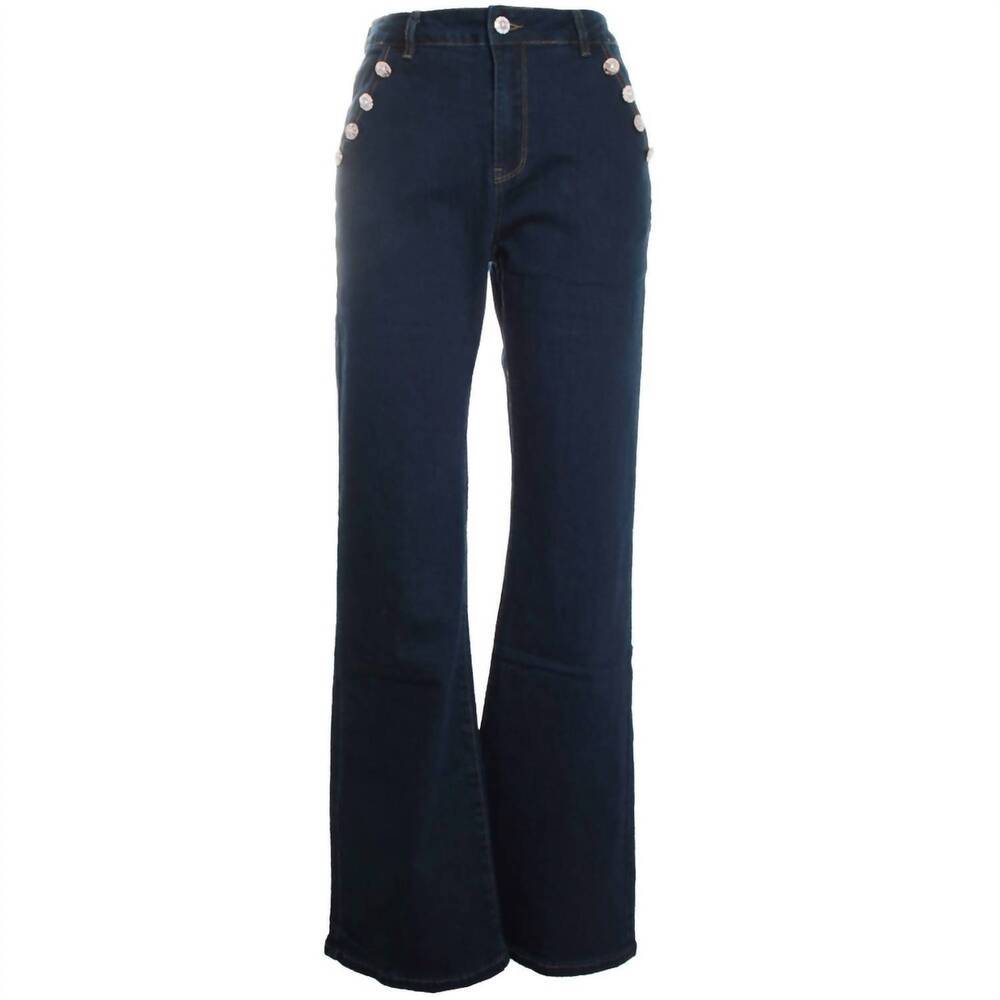 NEW OOLALA women's button trim denim jean in black